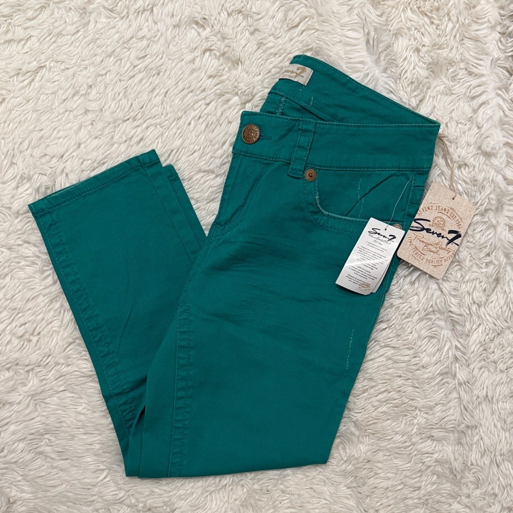 7 For All Mankind Women's Vibrant Teal Skinny Jeans